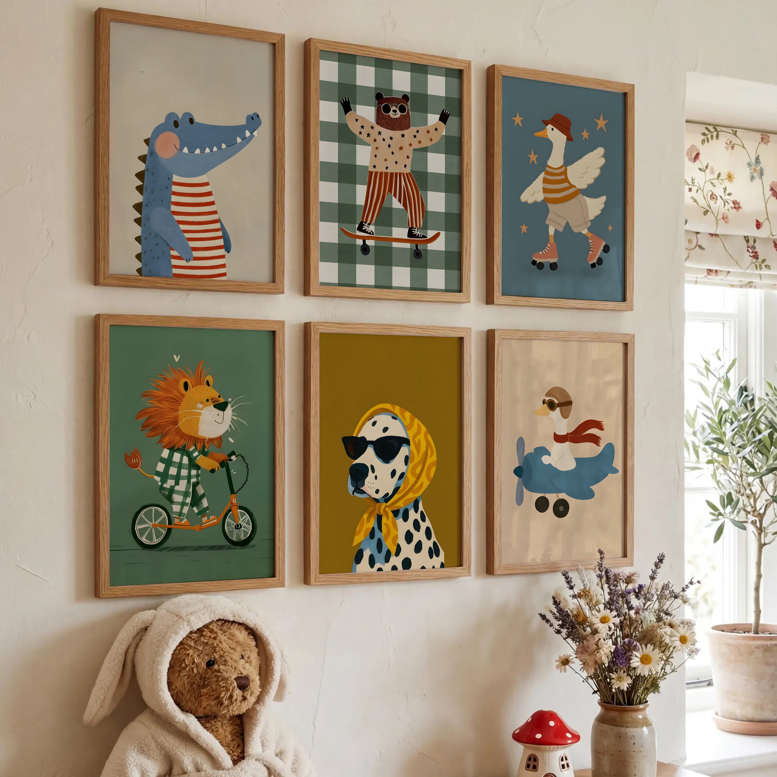 Retro animals wall gallery