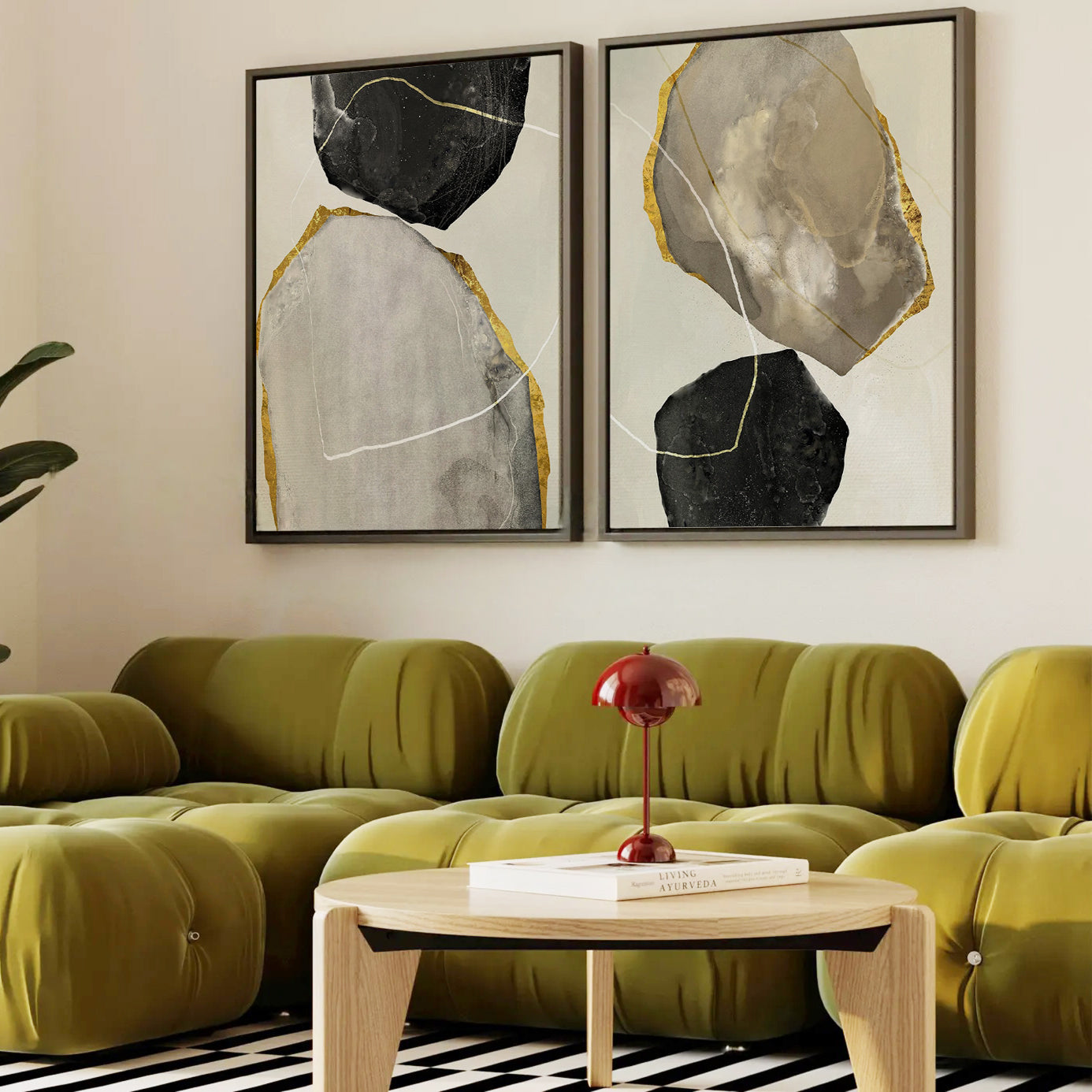 Stone abstract framed canvas (printed)