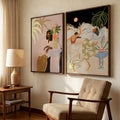 Modern illustrative framed canvas (printed)