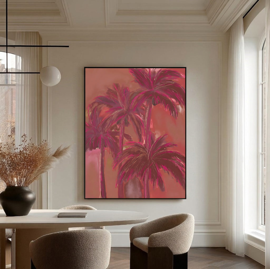 Pink Palms framed canvas (printed)