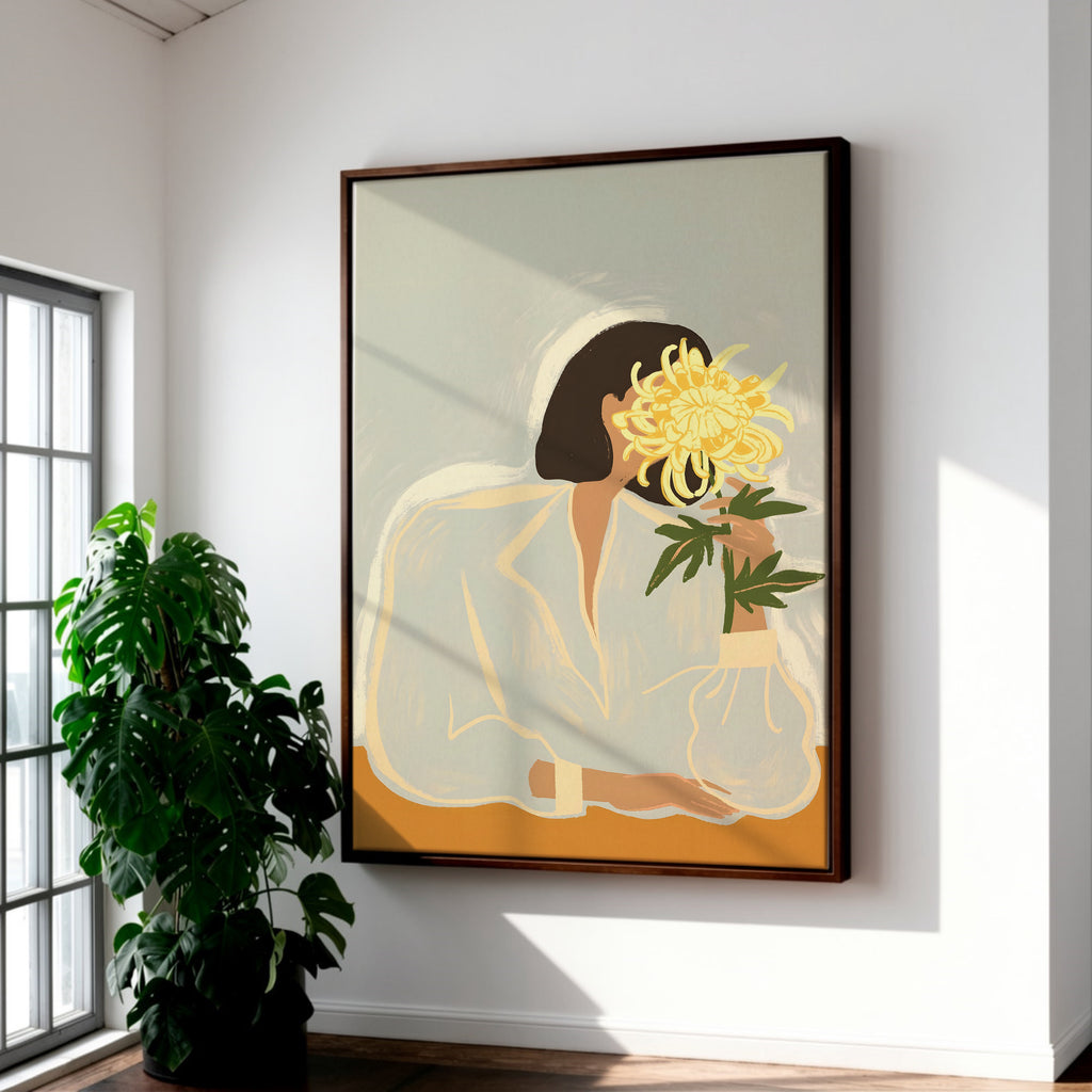 The quiet bloom framed canvas (printed)