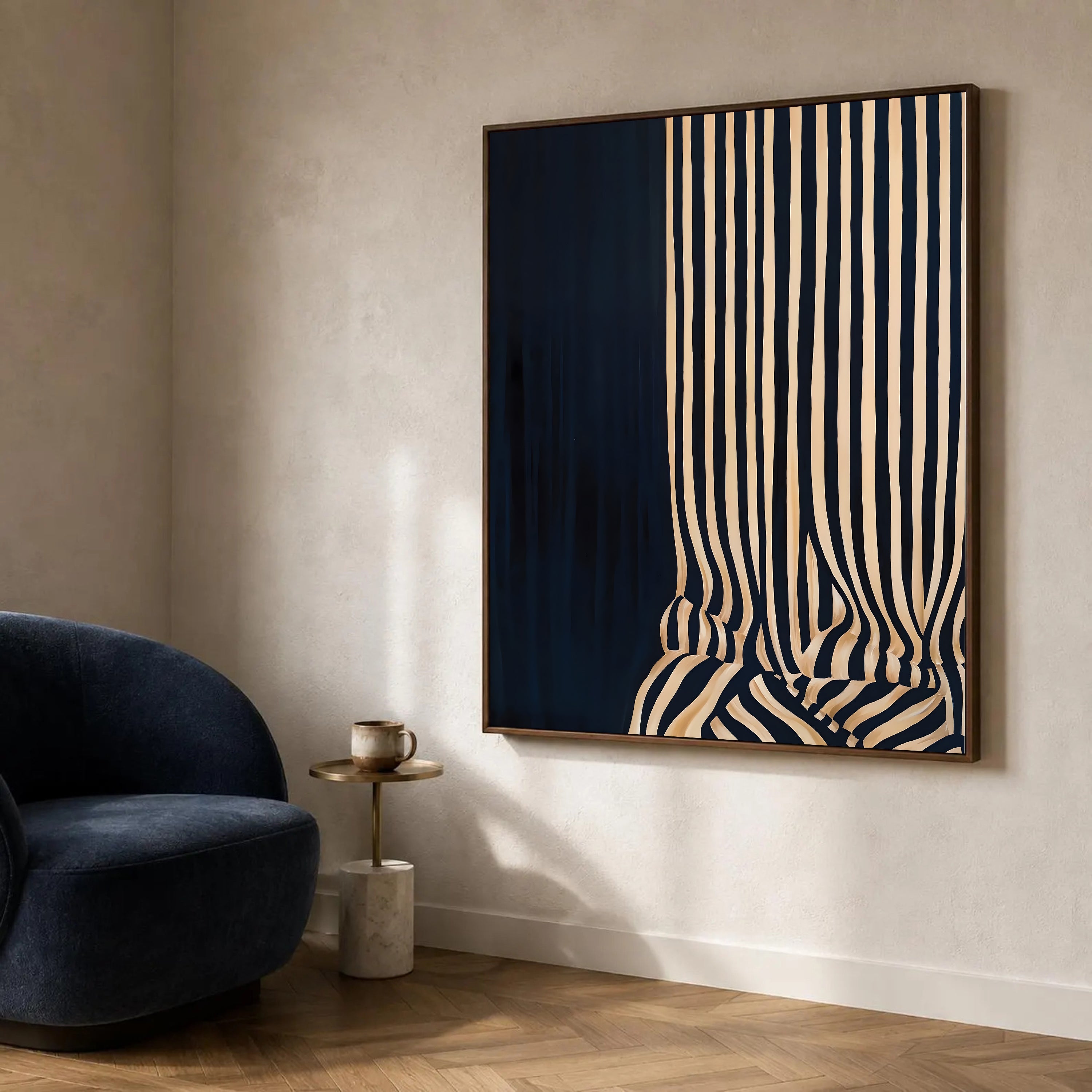 Striped NO.4 framed canvas (printed)