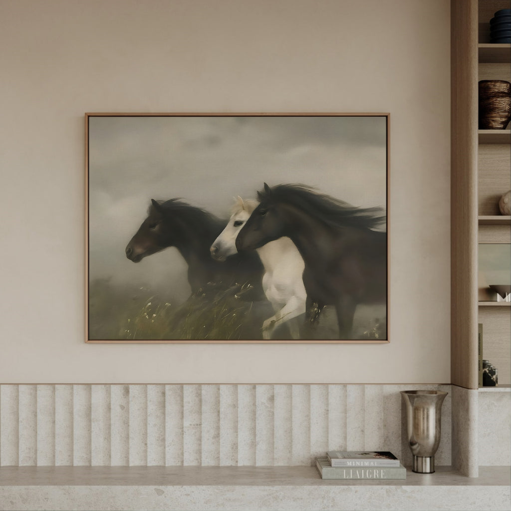 Horses framed canvas (printed)