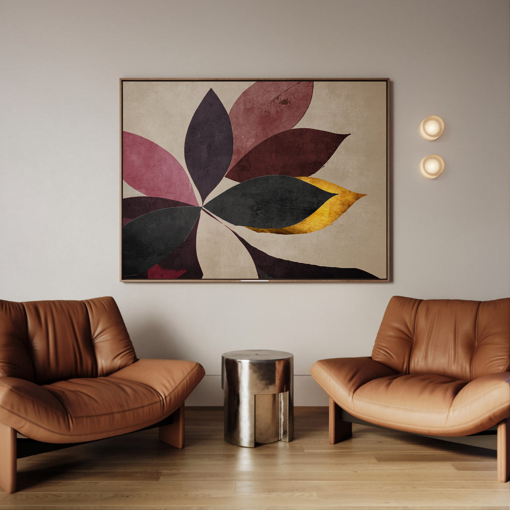 Abstract leaf framed canvas (printed)