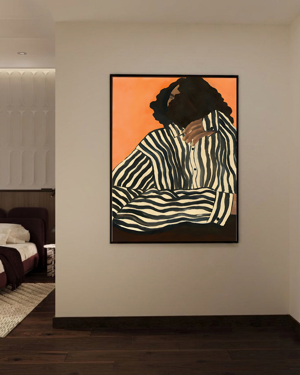 Serene Stripes framed canvas (printed)