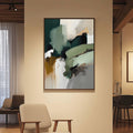 Abstract green art framed canvas (printed)