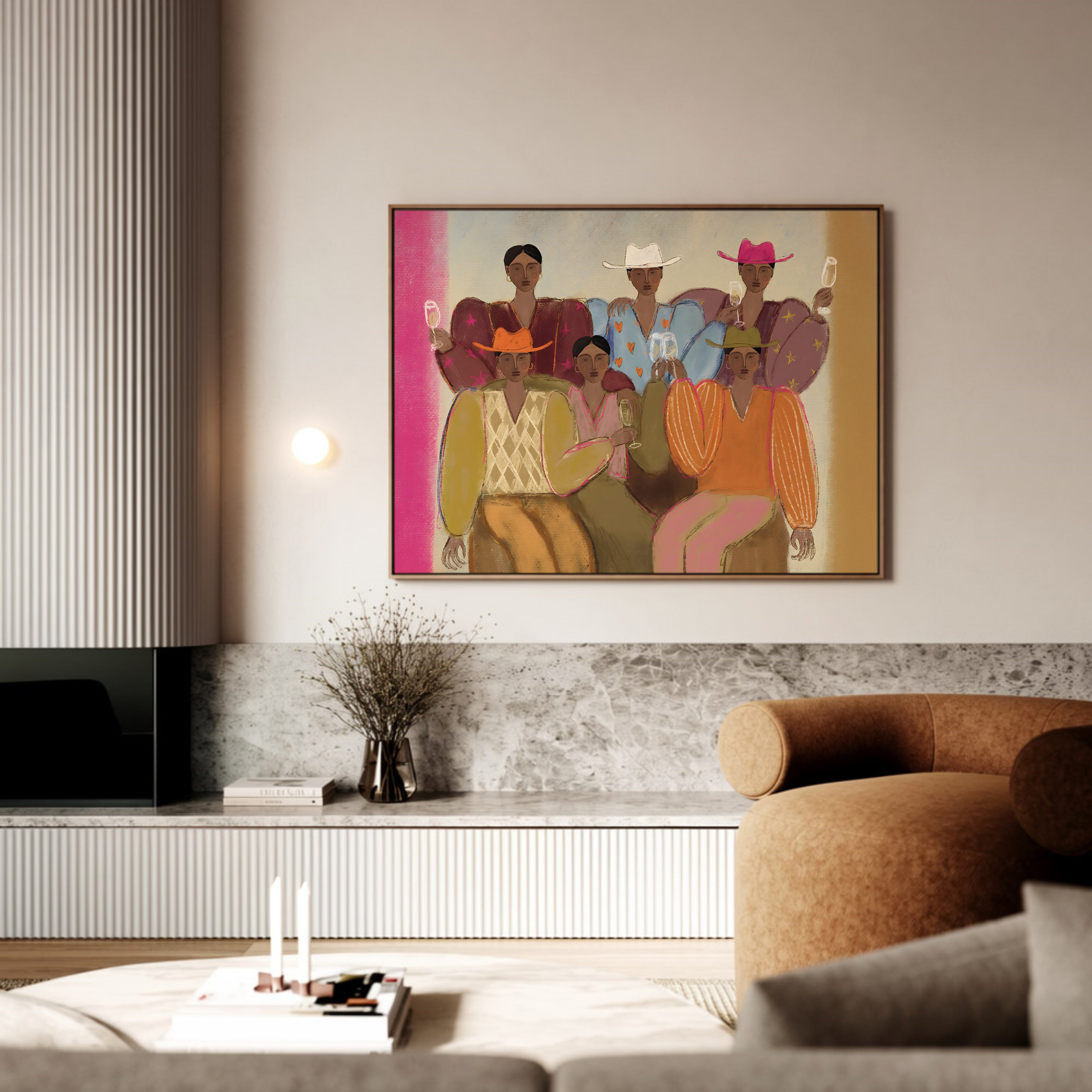 Dinner club framed canvas (printed)