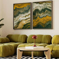 Green abstract framed canvas (printed)
