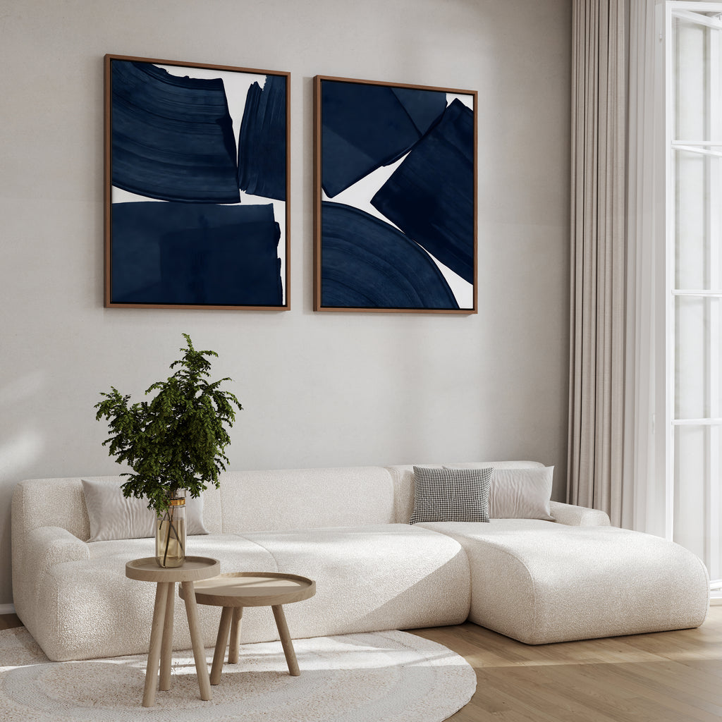 Blue abstract framed canvas (printed)