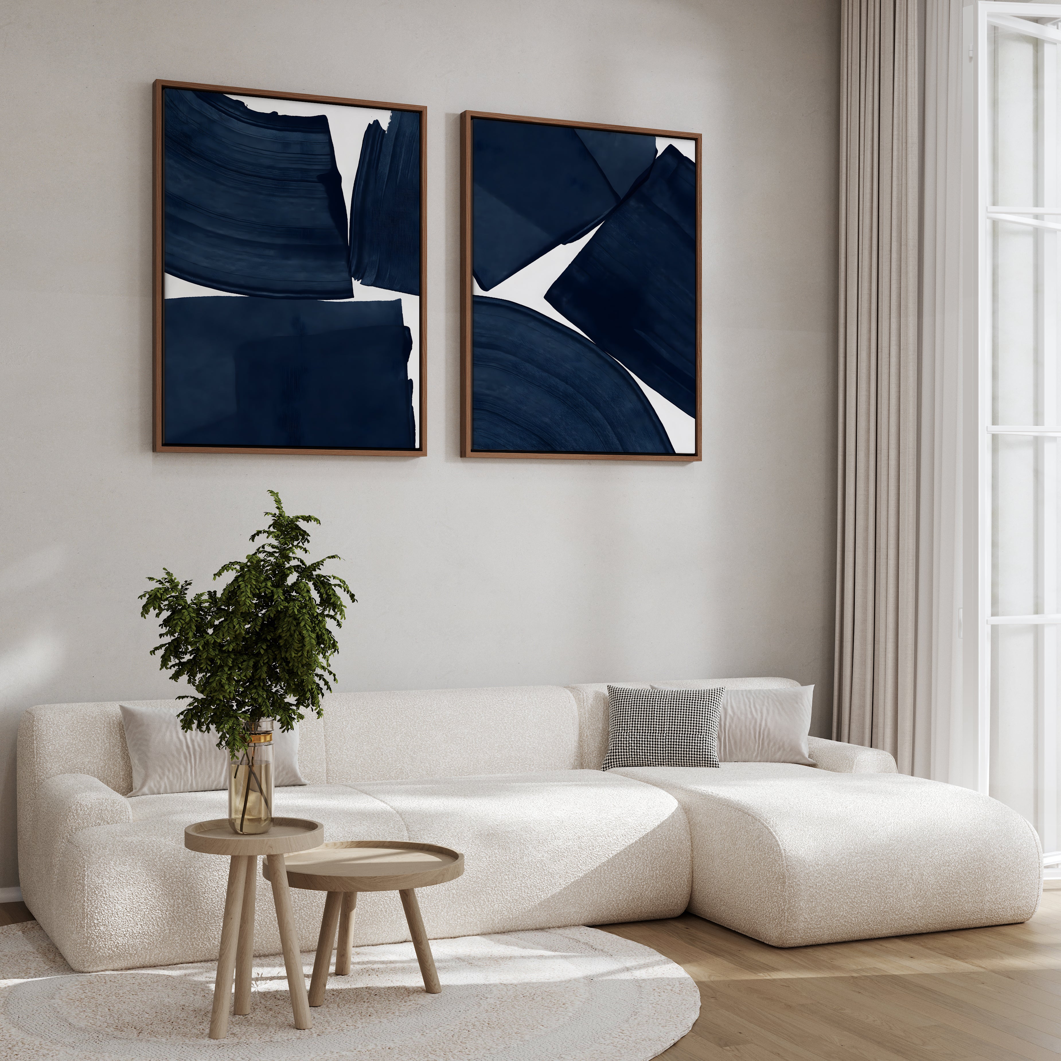 Blue abstract framed canvas (printed)