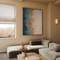 Blue&gold abstract framed canvas (printed)