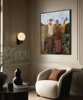 couple in a field framed canvas (printed)