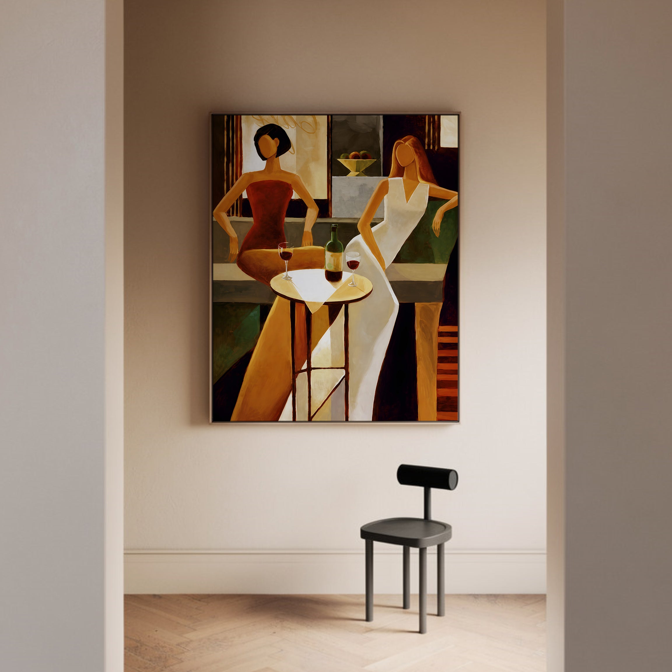 Wine Night framed canvas (printed)