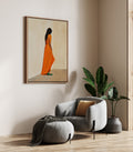 Woman in Orange framed canvas (printed)