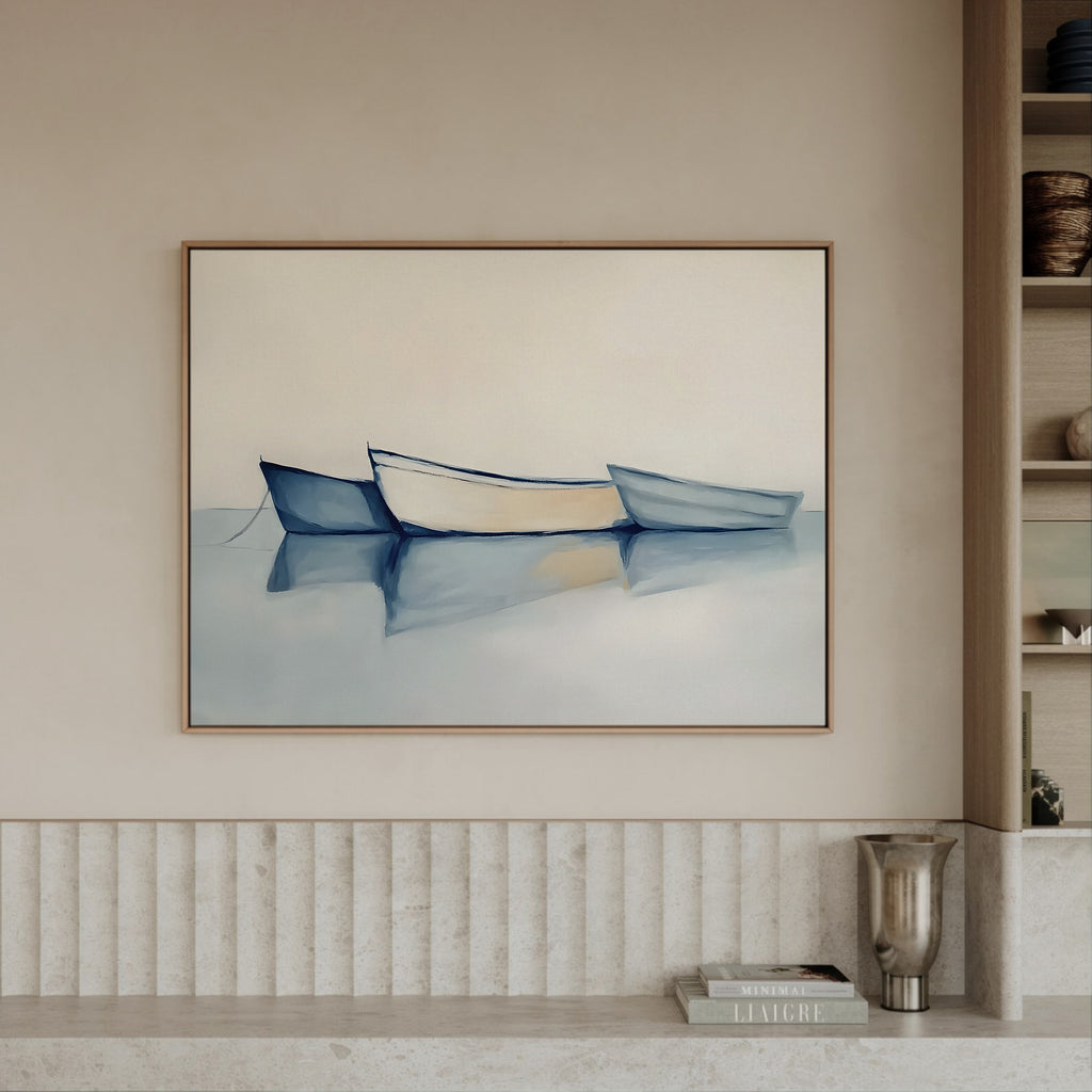 Boats framed canvas (printed)