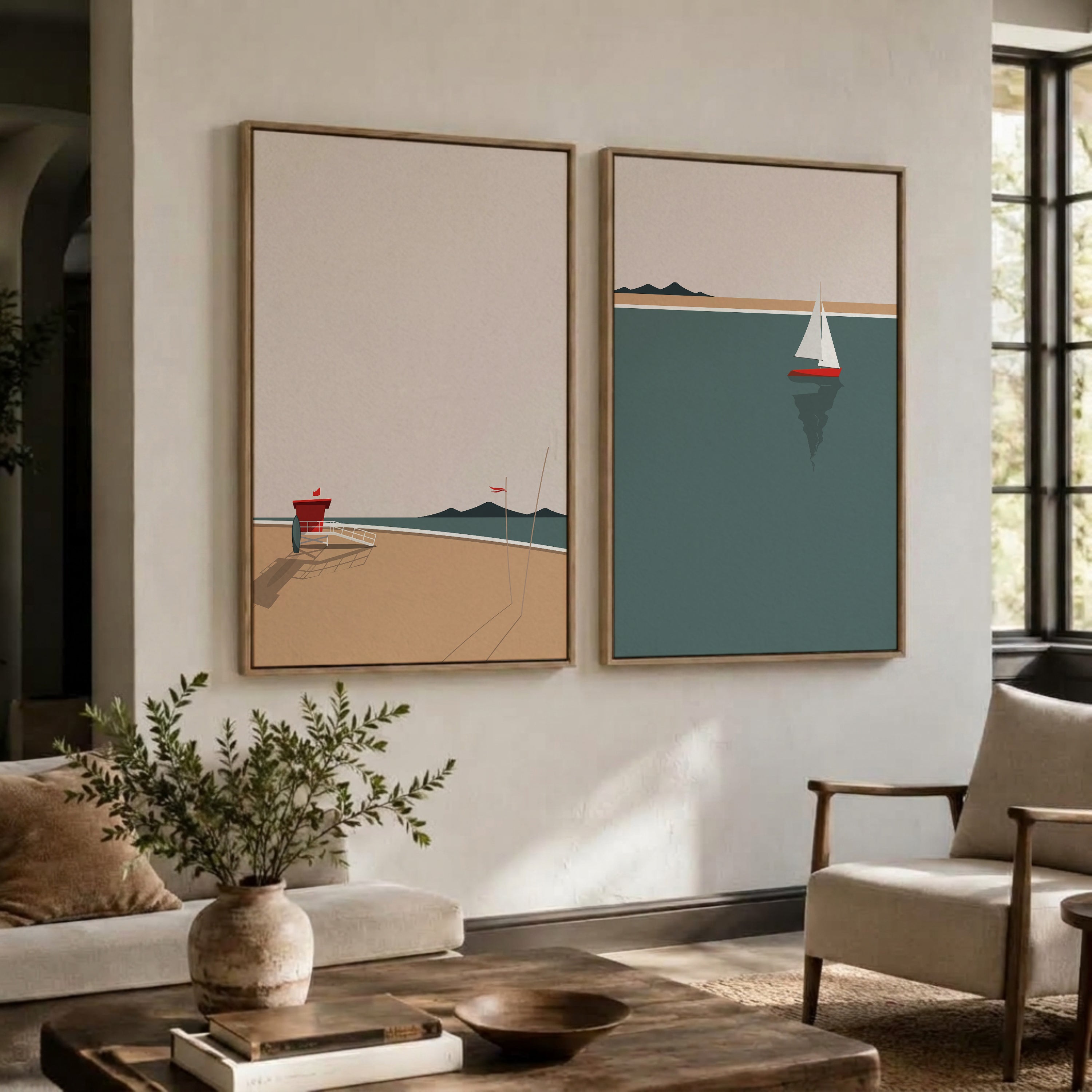 Minimalist coastal NO.2 framed canvas (printed)