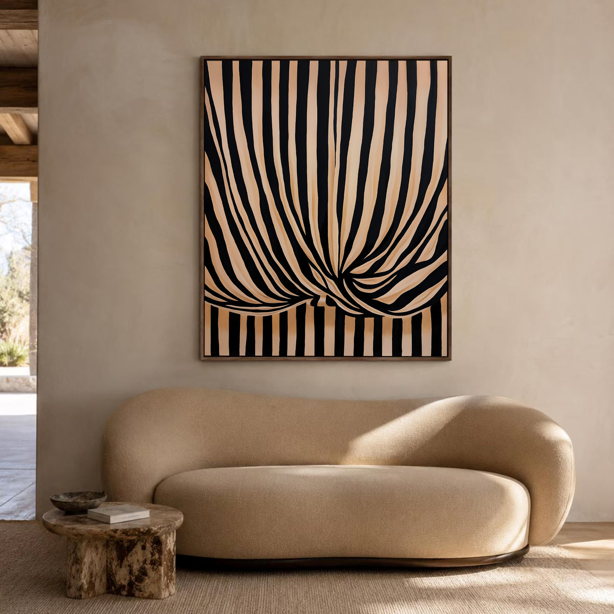 Striped NO.3 framed canvas (printed)