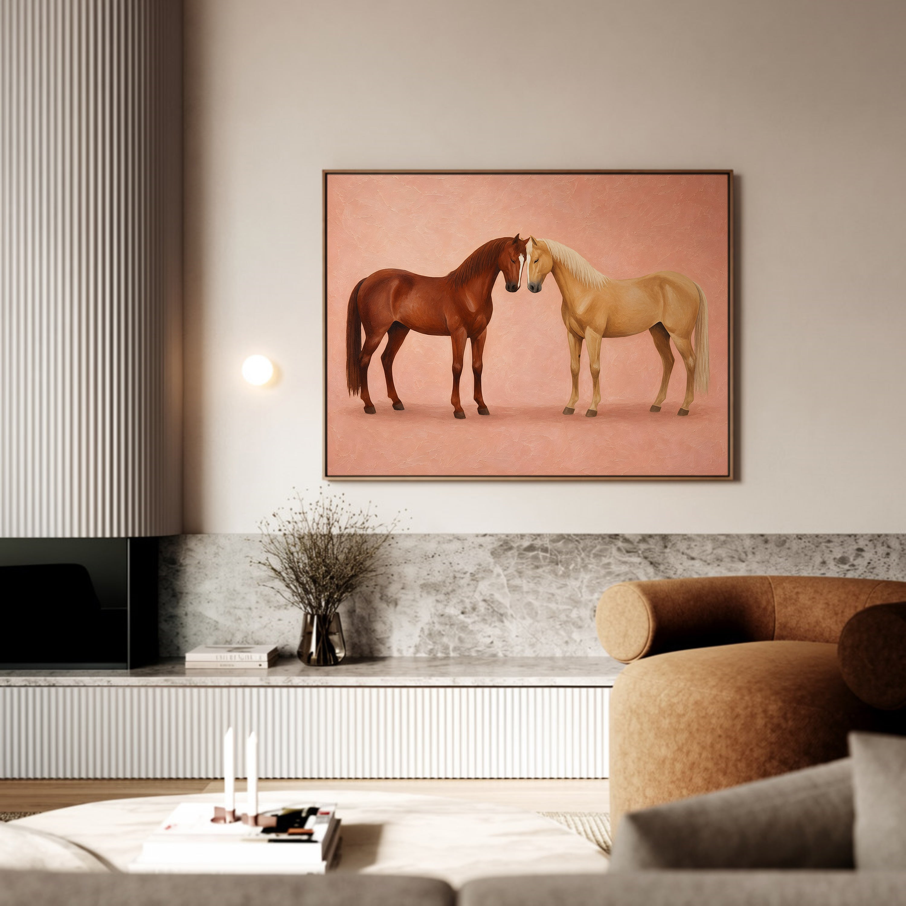 Couple Horse framed canvas (printed)
