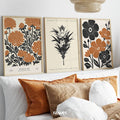 linocut style floral
