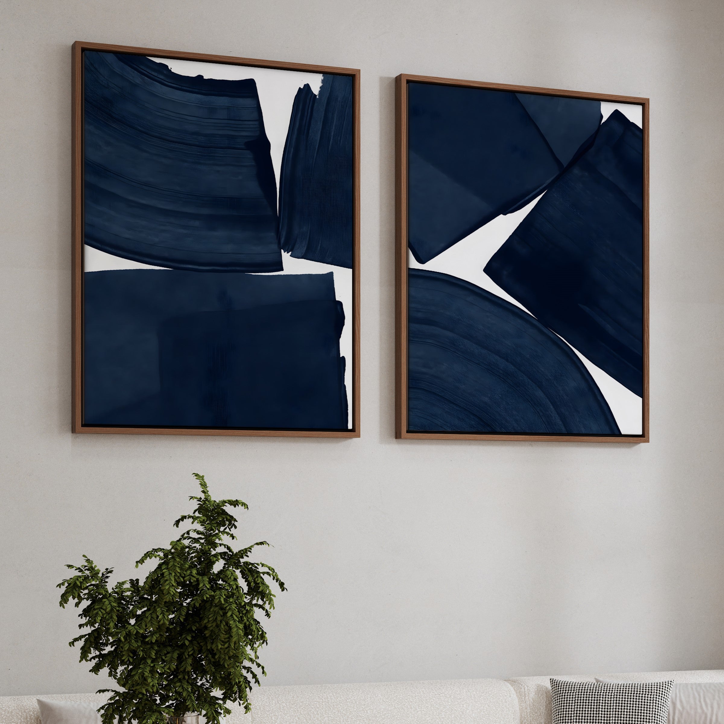 Blue abstract framed canvas (printed)