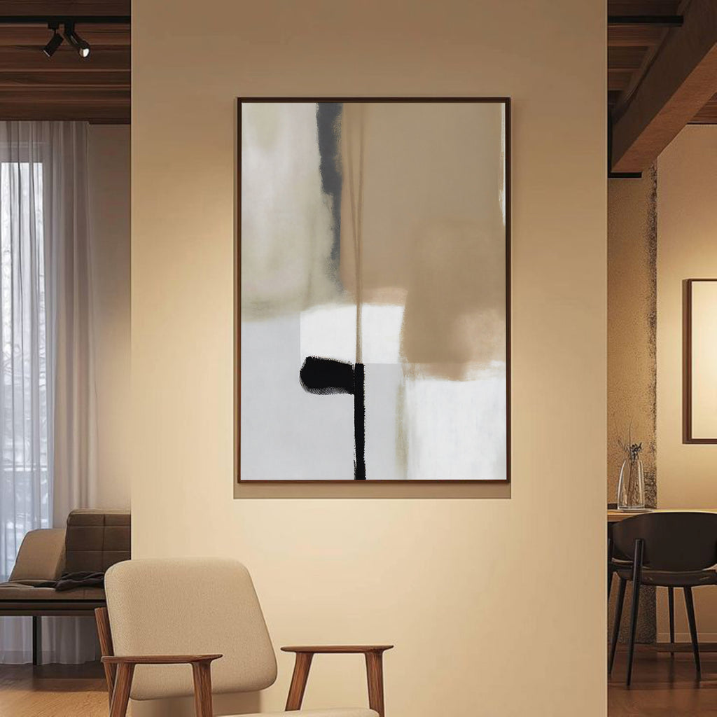 Abstract beige II framed canvas (printed)