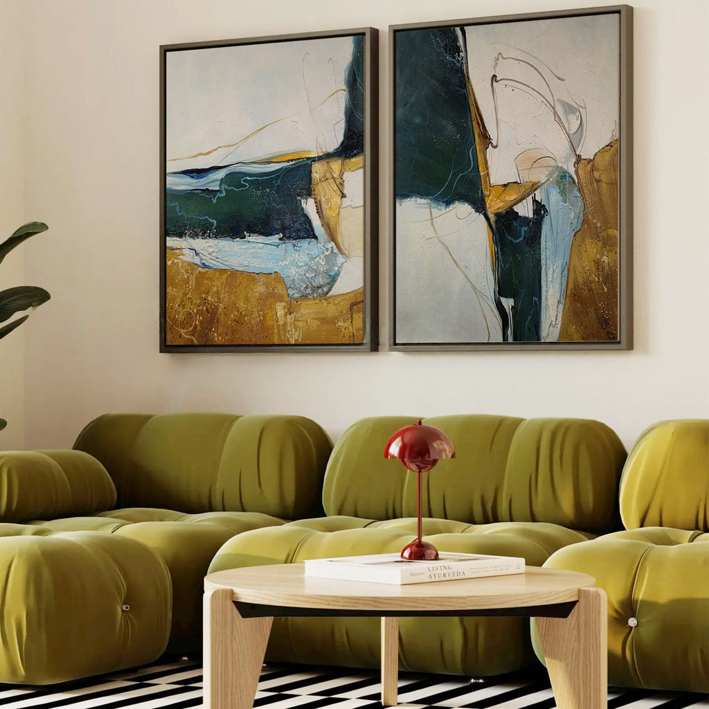 Abstract set 2 framed canvas (printed)