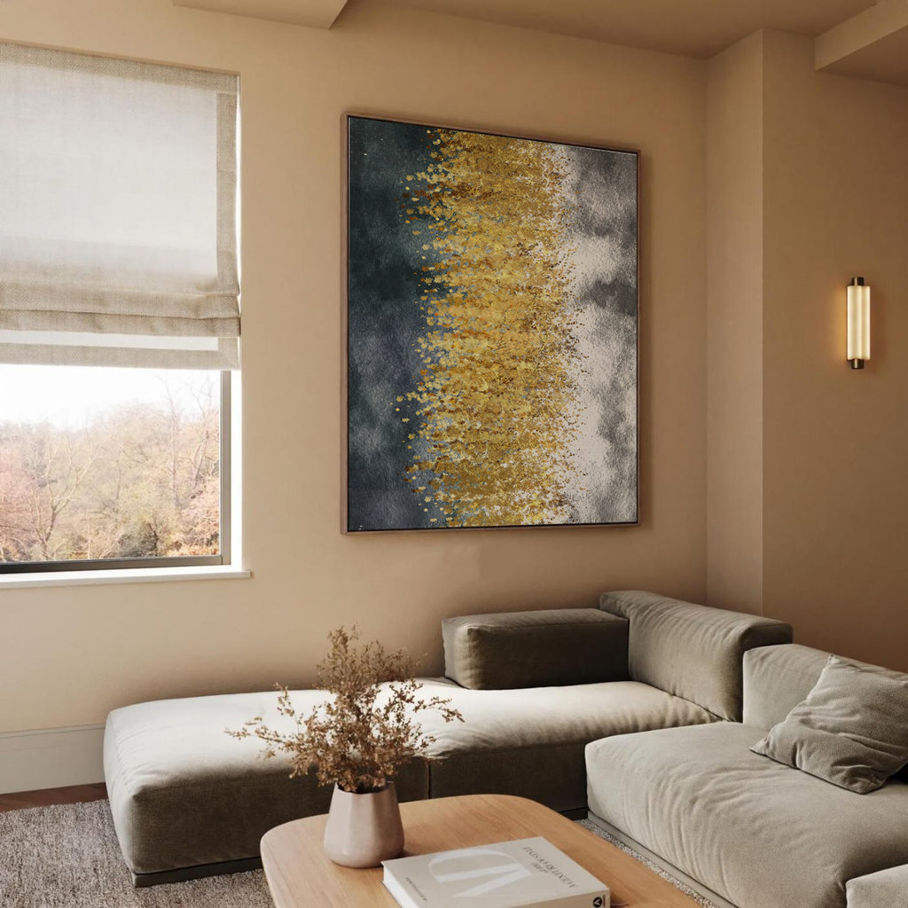 Black&gold abstract framed canvas (printed)
