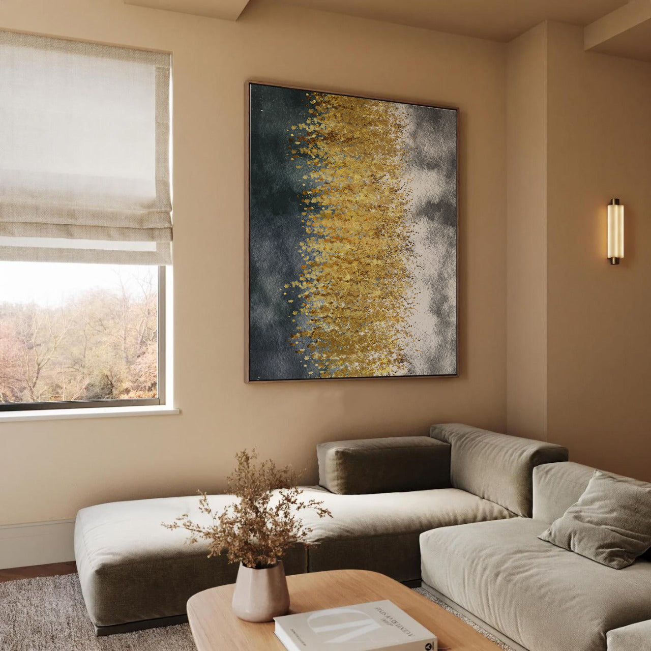 Black&gold abstract framed canvas (printed)
