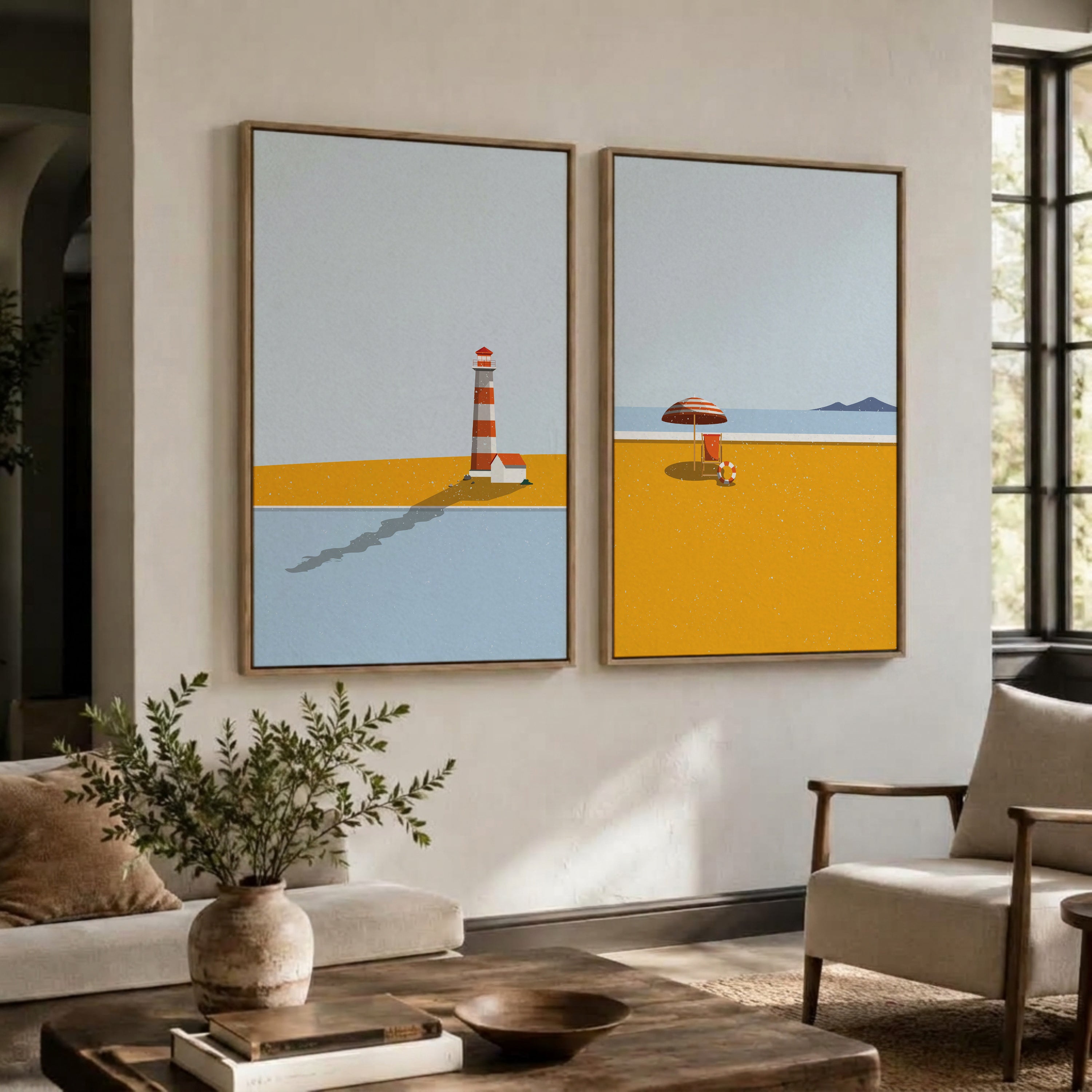 Minimalist coastal framed canvas (printed)