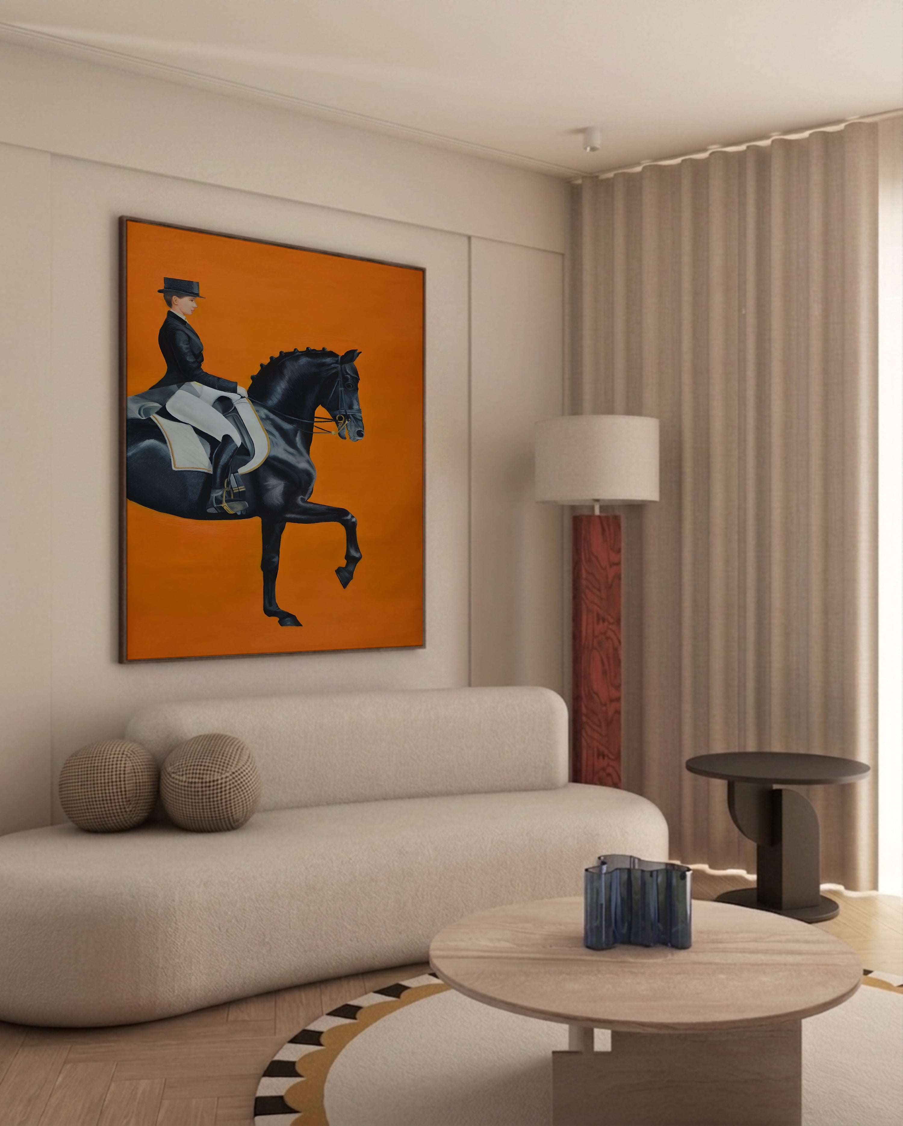 Black horse framed canvas (printed)