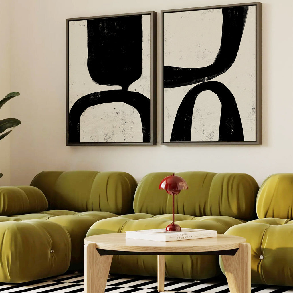 Black lines framed canvas (printed)