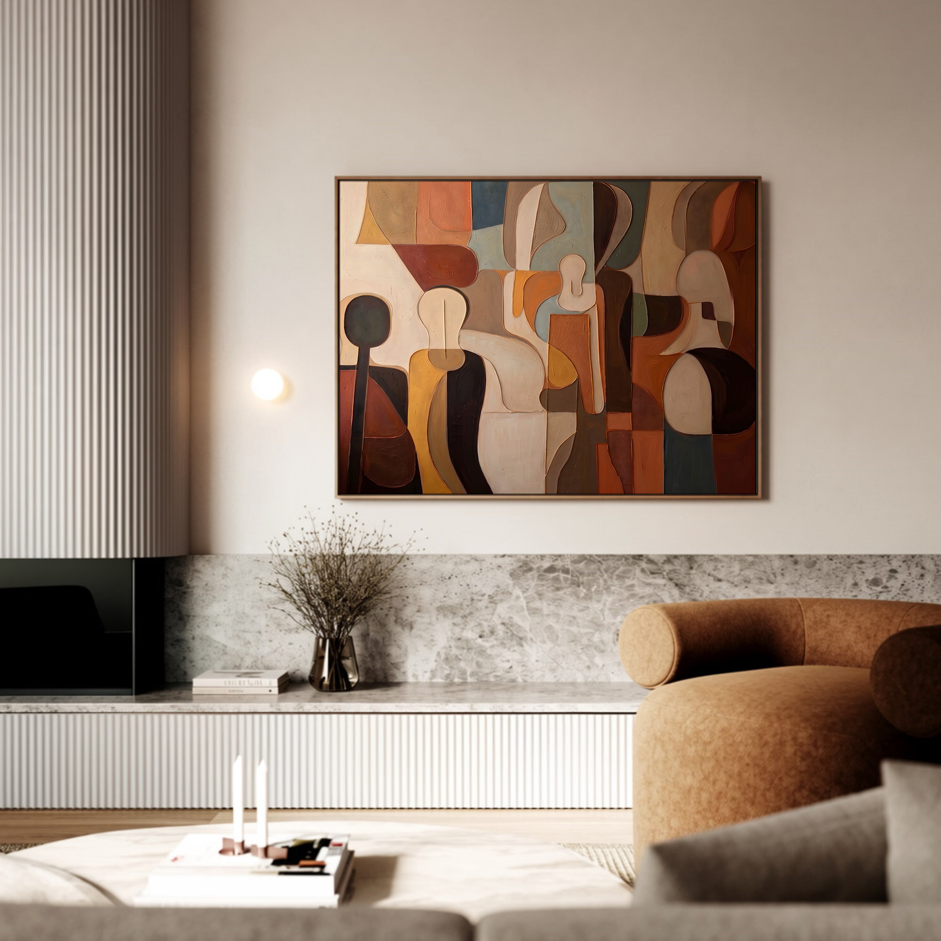 Mid-century modern framed canvas (printed)