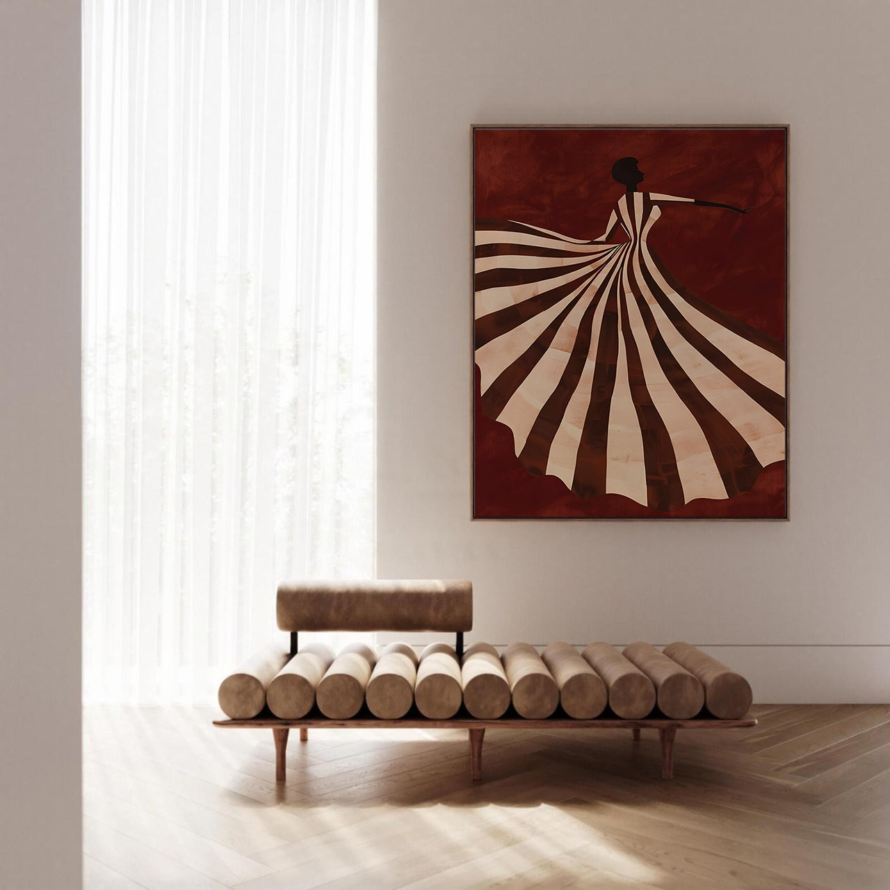 Stripped dress framed canvas (printed)