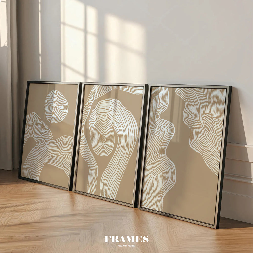 beige abstract line art