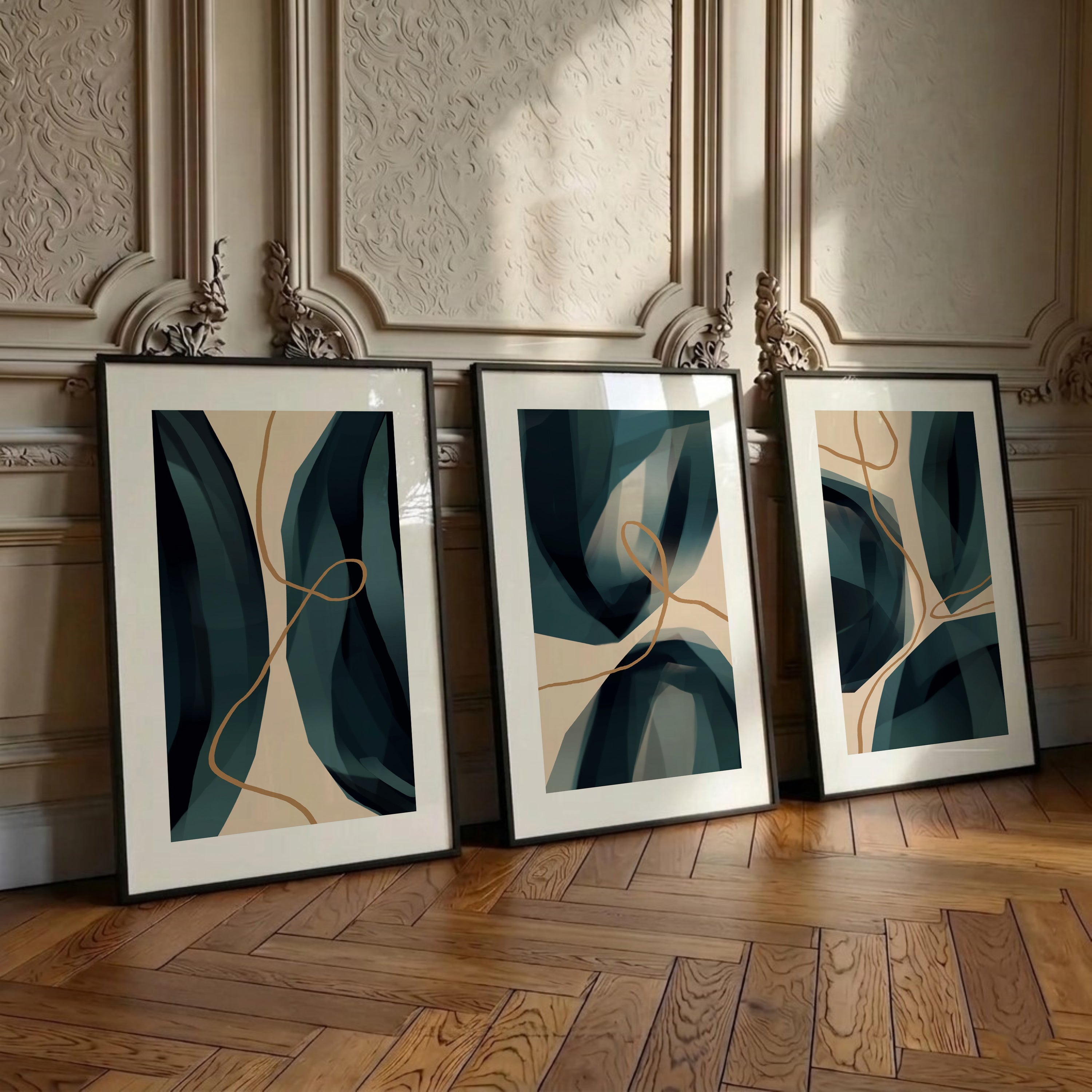 green & beige abstract