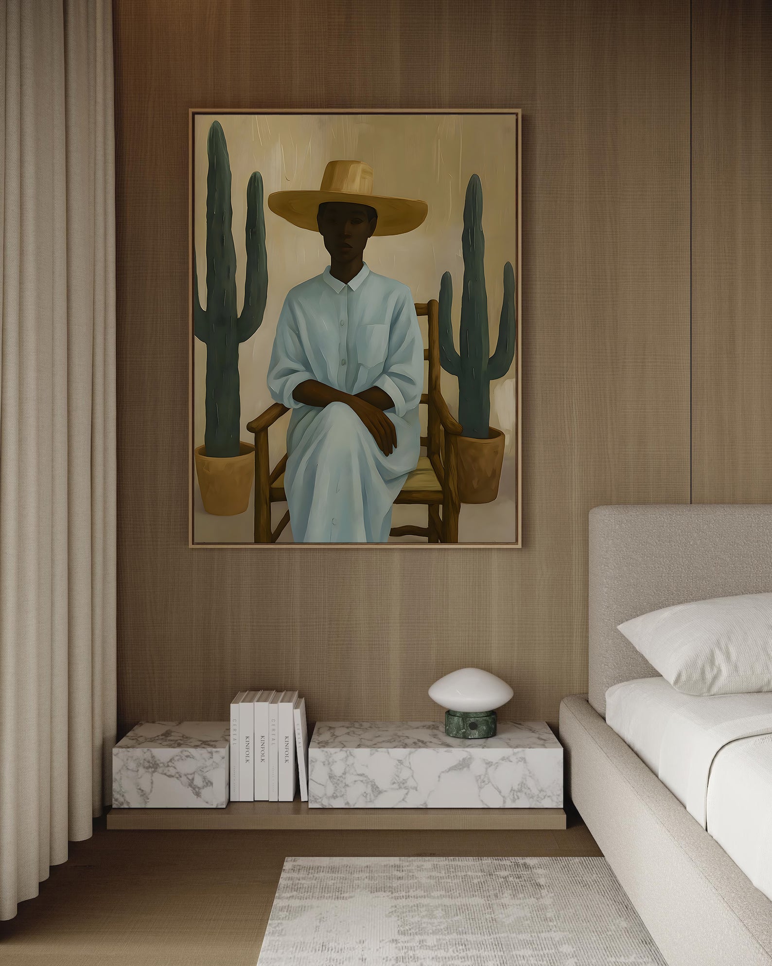 serene woman framed canvas (printed)