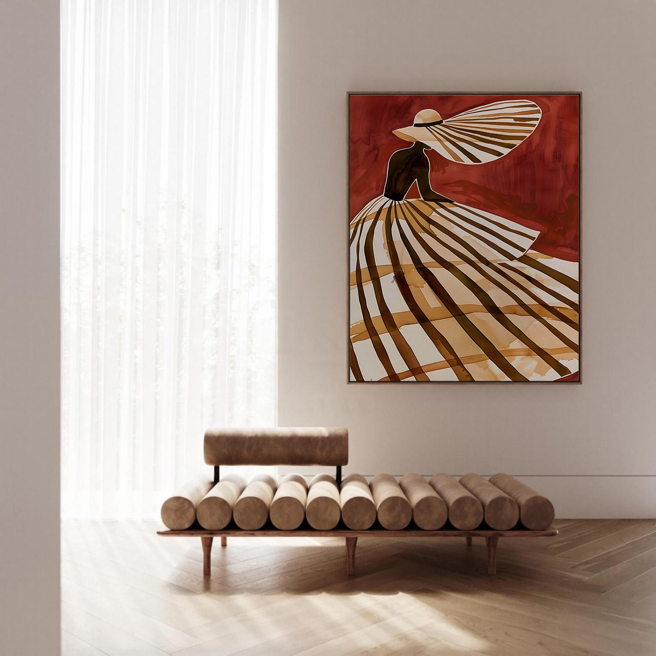 Stripped dress II framed canvas (printed)