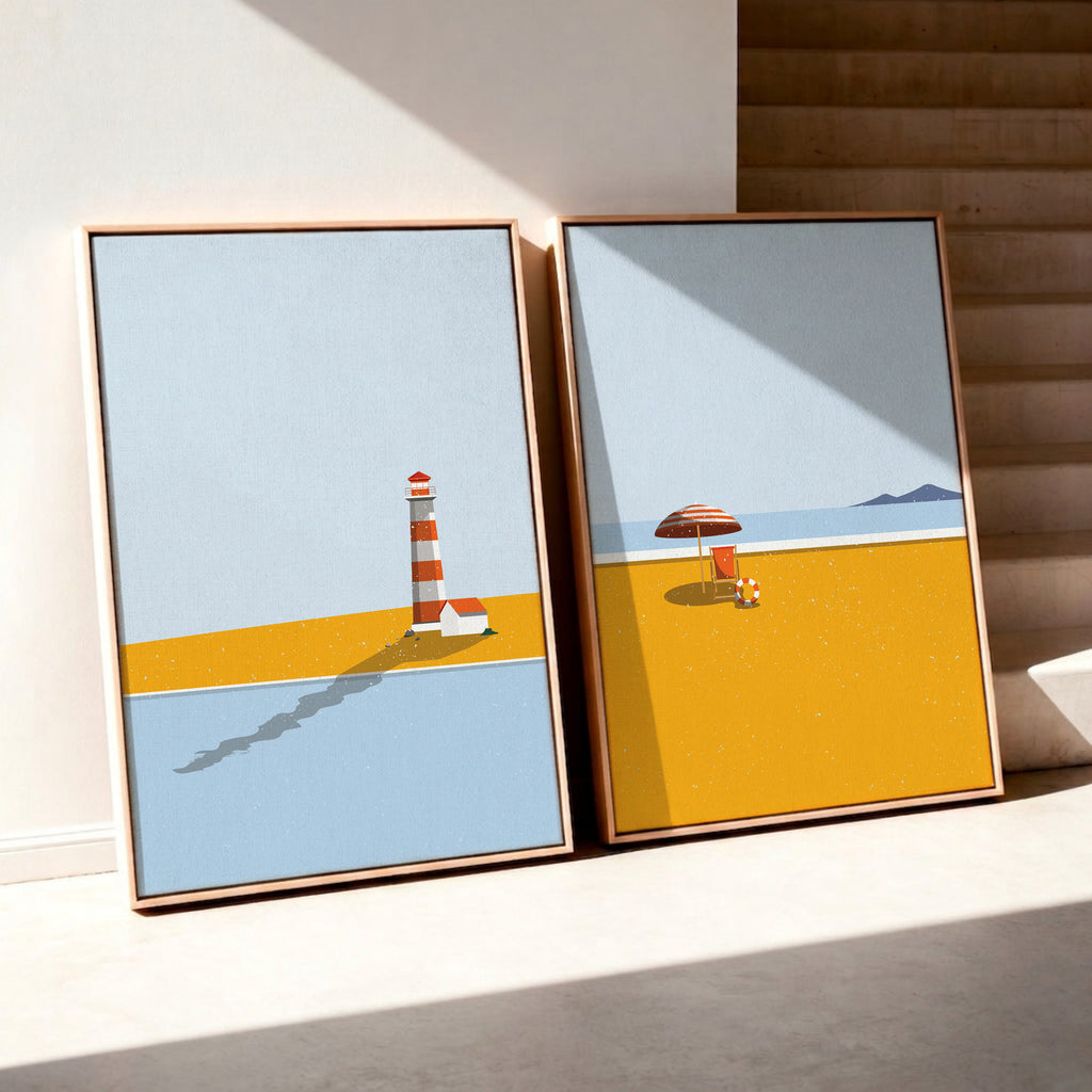 Minimalist coastal framed canvas (printed)