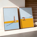 Minimalist coastal framed canvas (printed)