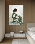 green checkered framed canvas (printed)