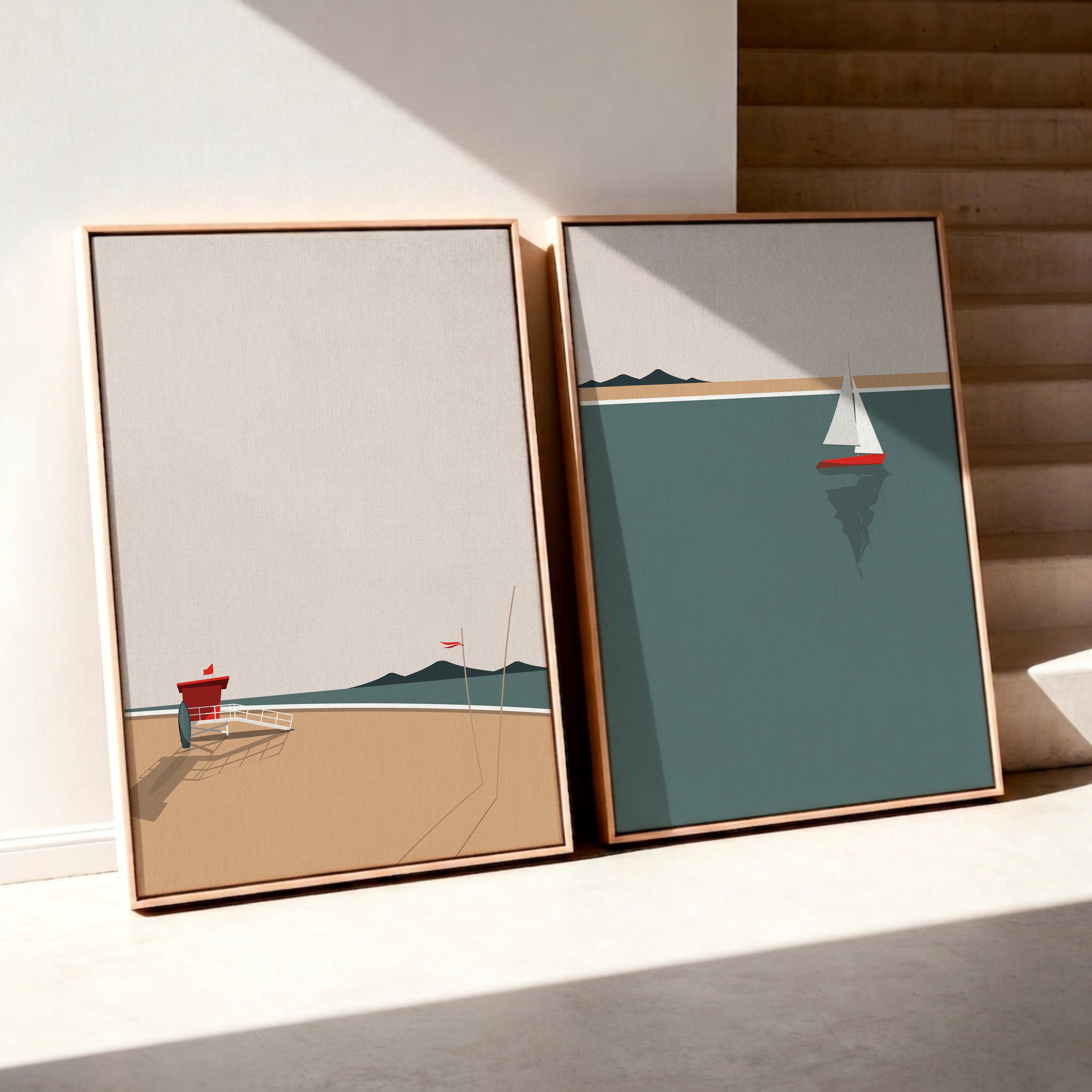 Minimalist coastal NO.2 framed canvas (printed)