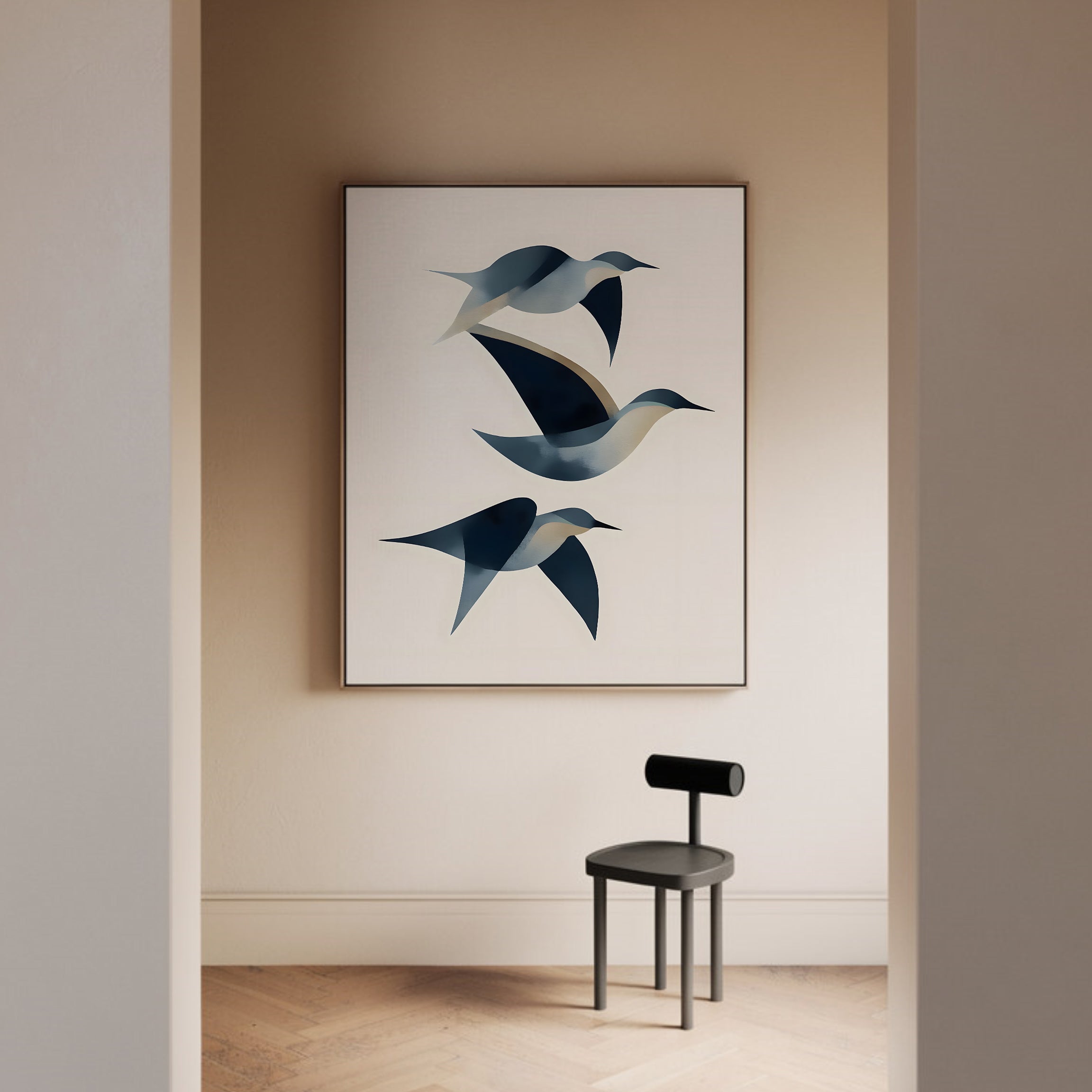 Abstract Birds framed canvas (printed)