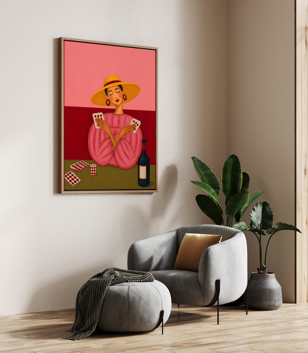 Lucky girl card framed canvas (printed)