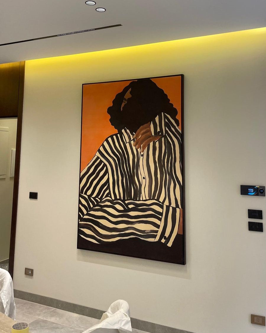 Serene Stripes framed canvas (printed)
