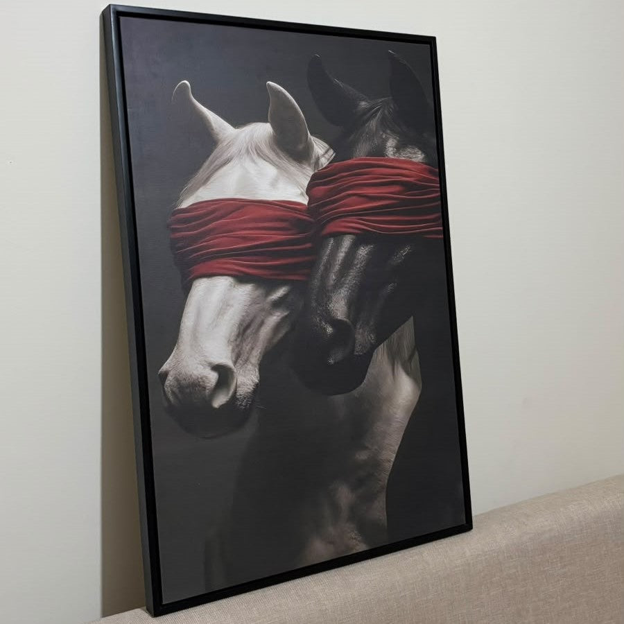 Blind horses framed canvas (printed)