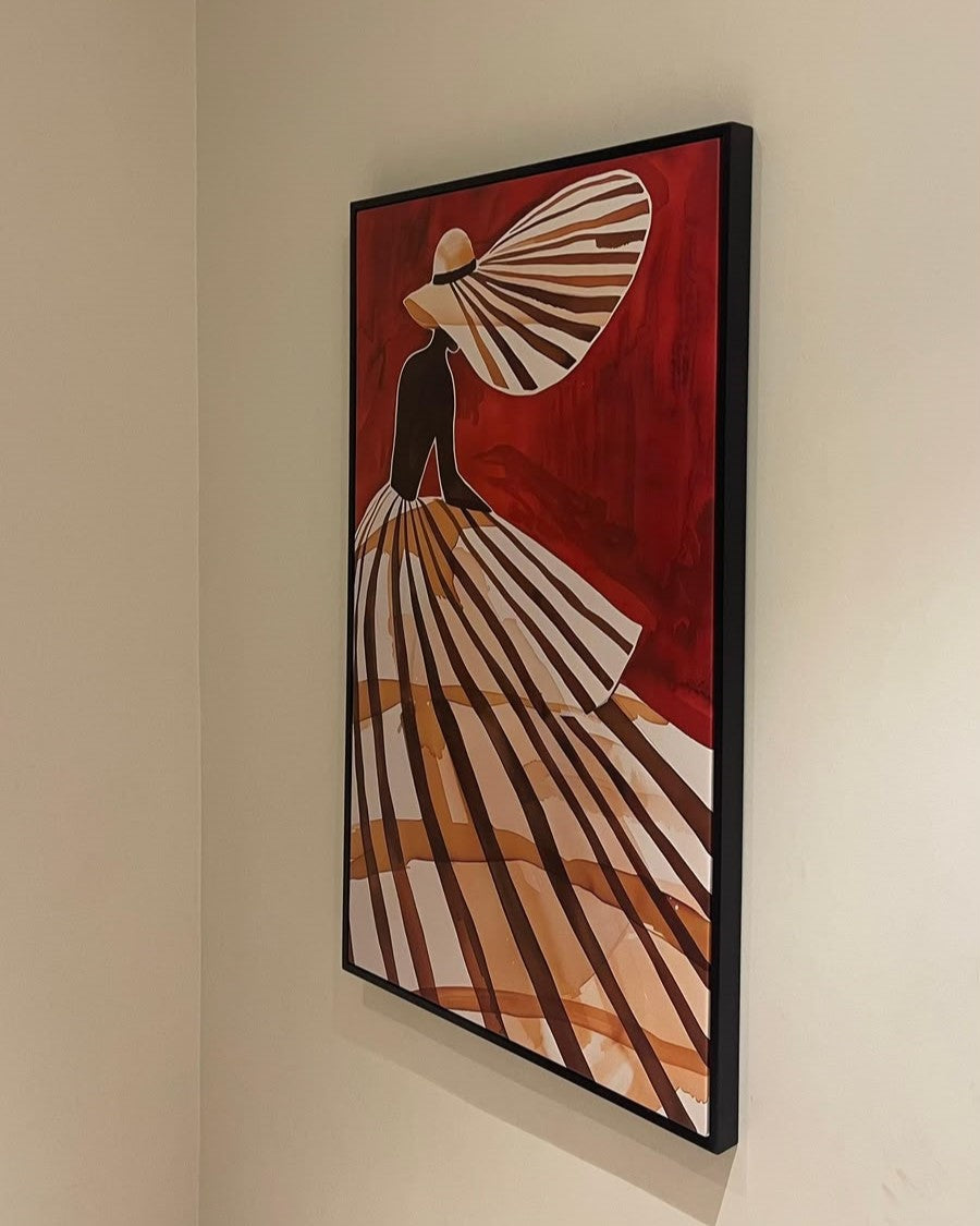 Stripped dress II framed canvas (printed)