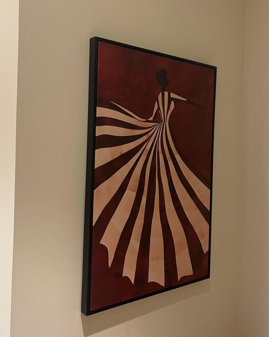 Stripped dress framed canvas (printed)