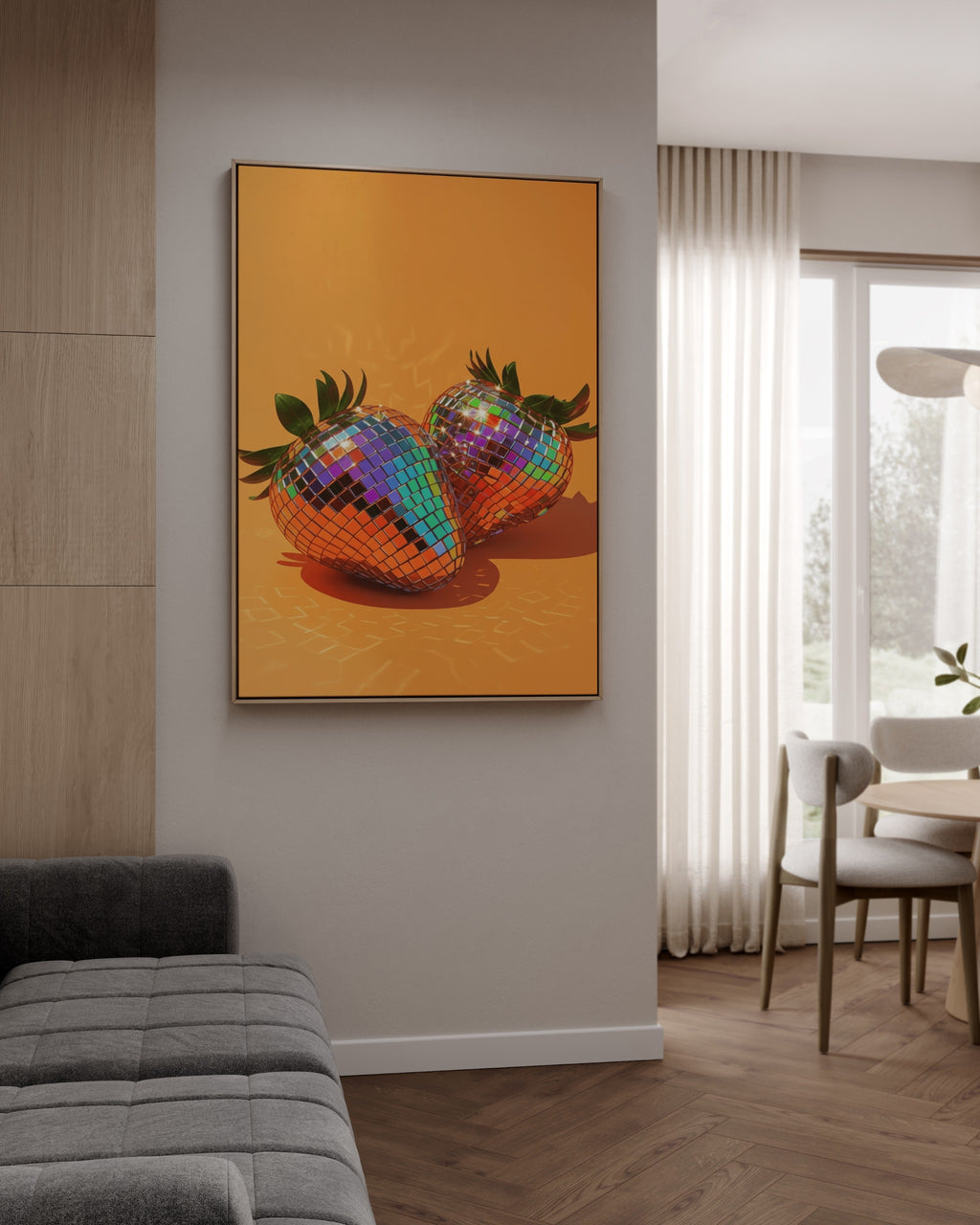 Disco Strawberry framed canvas (printed)