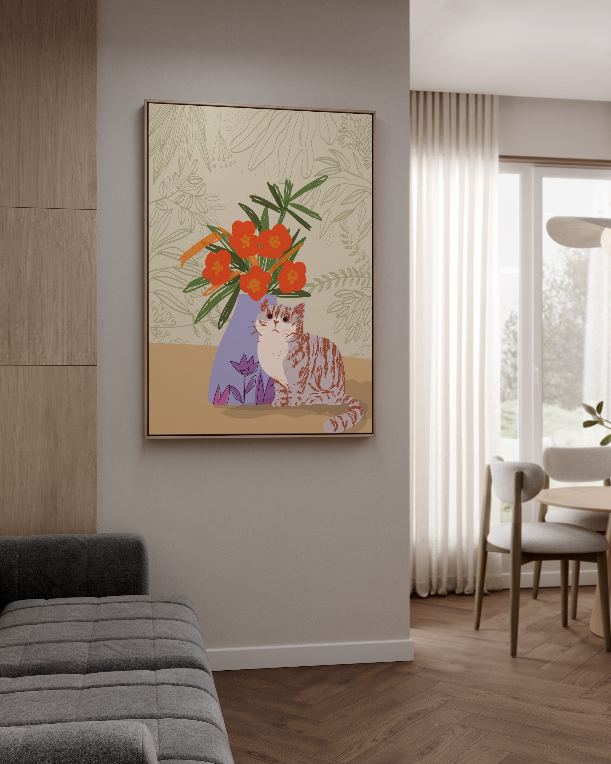 Adorable Cat framed canvas (printed)