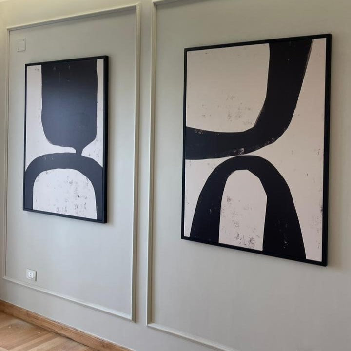 Black lines framed canvas (printed)